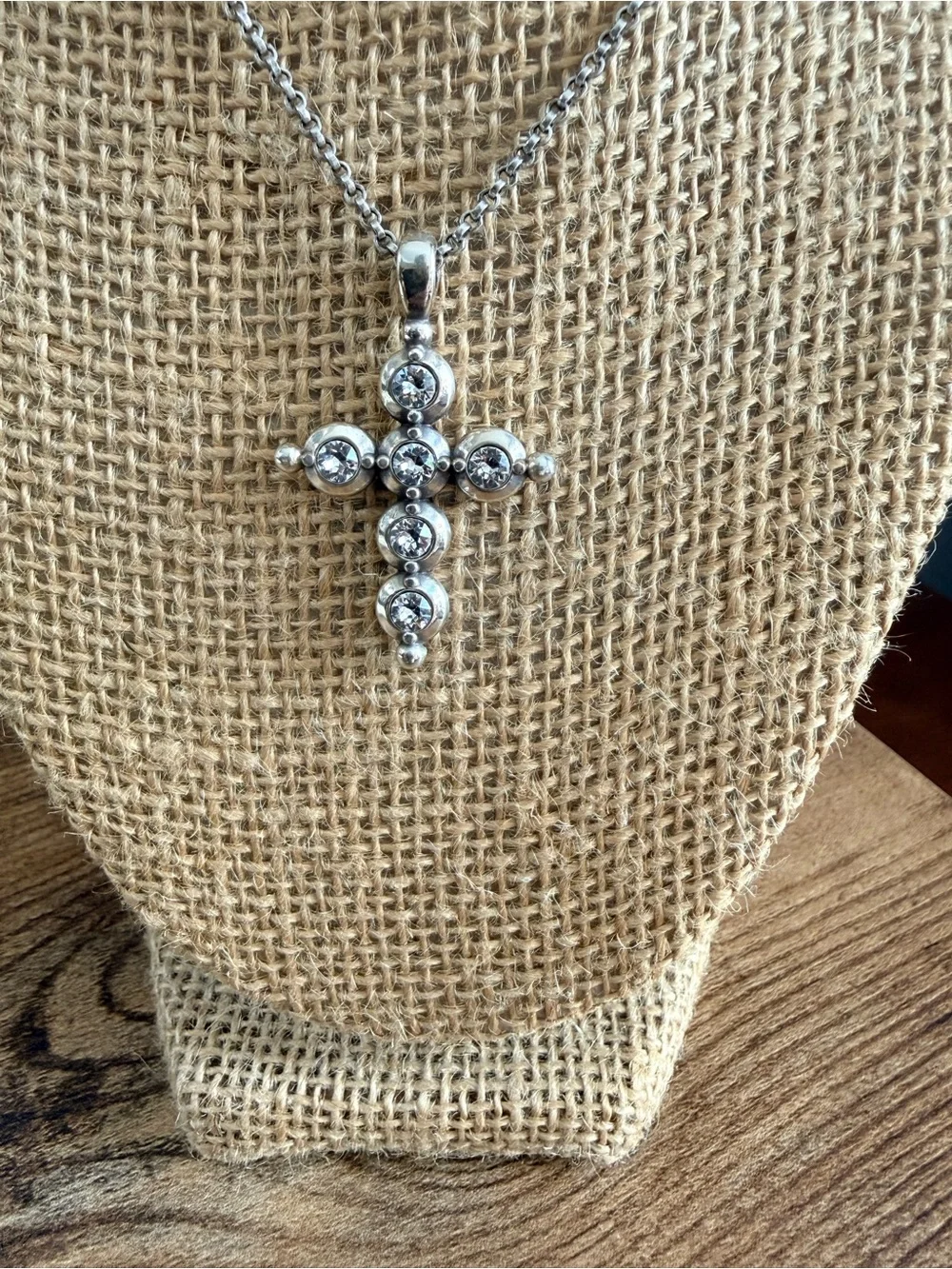 Brighton Silver Crystal Cross Pendant Necklace - Picture 2 of 7